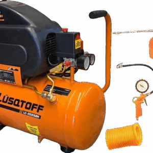 COMPRESOR DE AIRE ELÉCTRICO PORTÁTIL LÜSQTOFF LC-2025BK 25L 2HP + MANGUERA + 2 PISTOLAS NARANJA